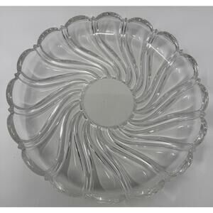 Mikasa Clear Glass Peppermint Swirl 13 1/4" Circle Platter Vintage Heavy Glass